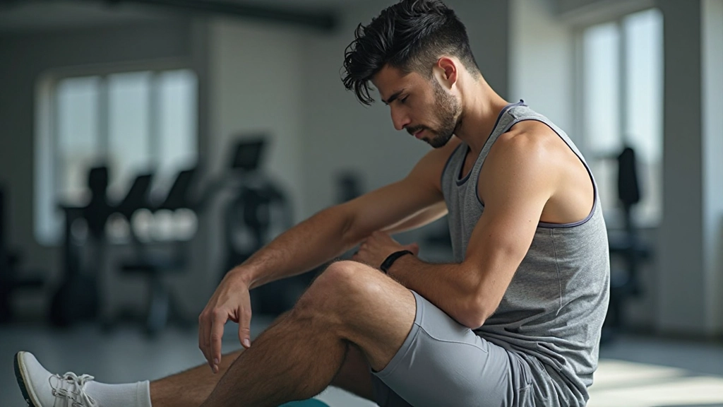 متدرب تنس يتلقى جلسة استشفاء عضلي متخصصة باستخدام أسطوانة التدليك