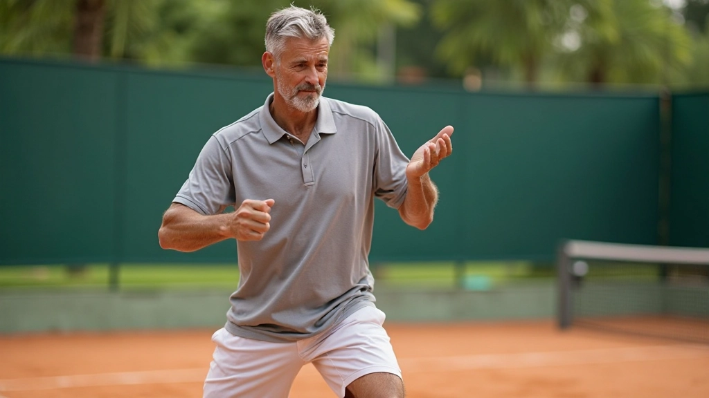 مدرب تنس يوضح تقنية تغيير الاتجاه السريع للاعب على الملعب بحركة ديناميكية